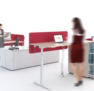 Femme de dos devant un bureau