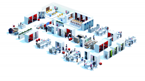 Rendu 3D d'un aménagement de bureau